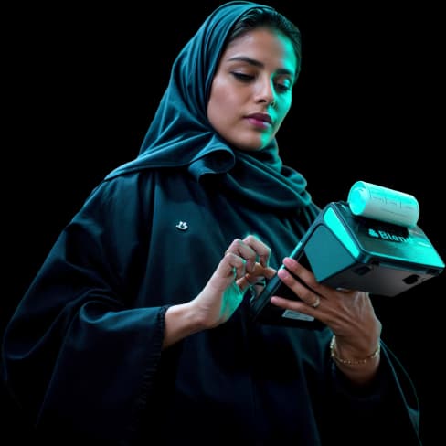 Woman using POS